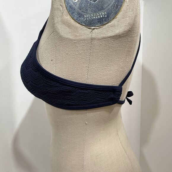 Aerie Cropped Helter Neck Blue Lace Swimsuit Top Size SP Adjustable - Picture 5 of 16